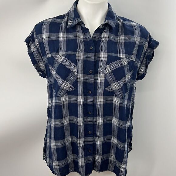 Lucky Brand small short sleeve Buffalo check top - Picture 2 of 7